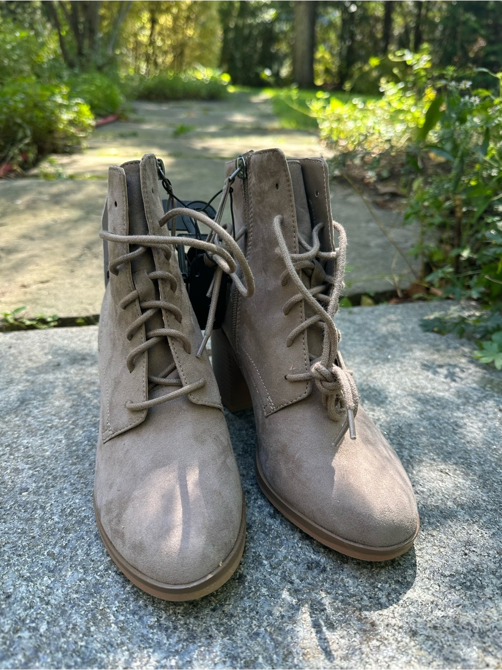 Time and Tru Taupe Suede Lace-Up Ankle Boots
